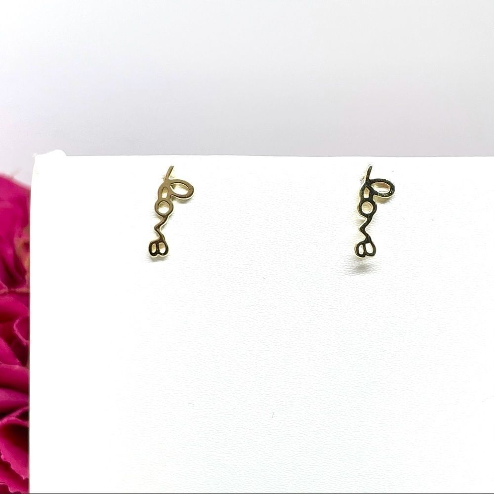 NEW⚜️14K STERLING SILVER “LOVE” Script Earrings - Picture 11 of 13